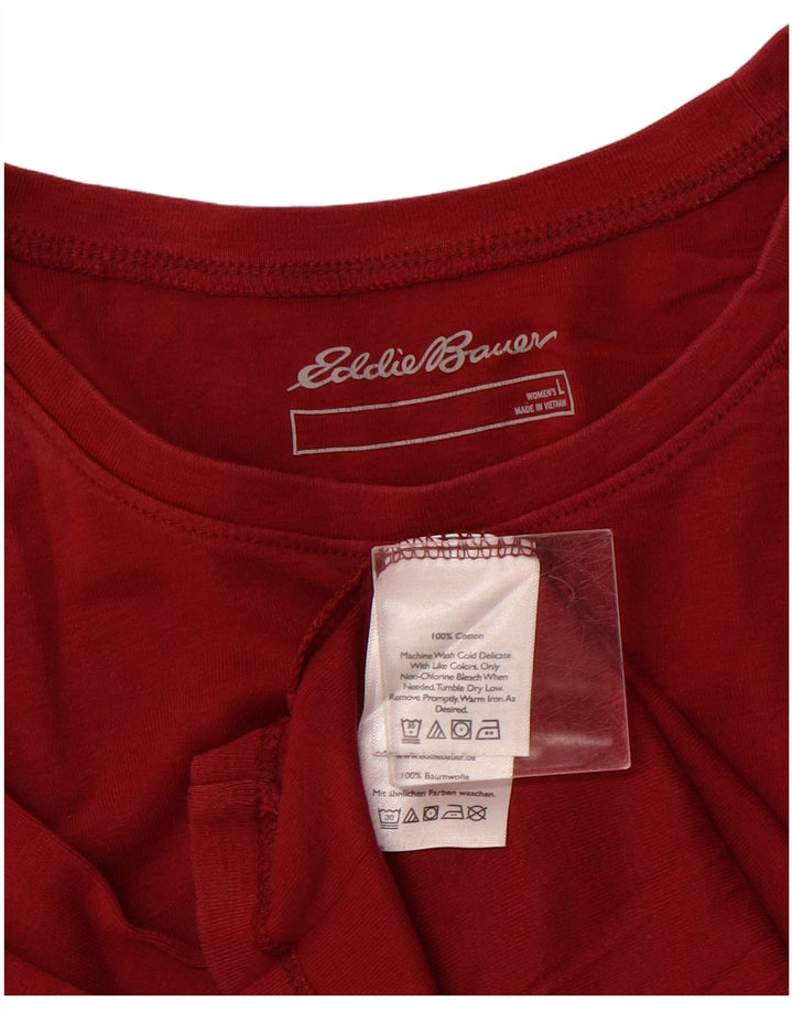 EDDIE BAUER Top pentru femei cu mânecă lungă UK 14, mare, burgundă, bumbac