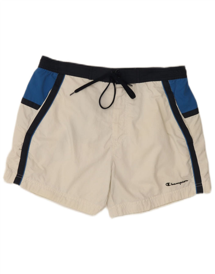 Pantaloni scurți de înot Champion pentru bărbați, mari, albi, blocuri de culoare