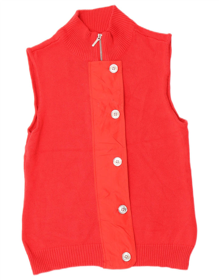 Pulover cardigan fără mâneci CHAPS pentru femei UK 16, mare, roșu, bumbac