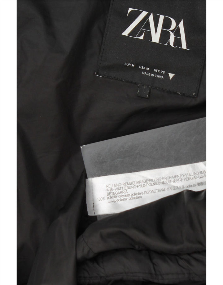 Gilet căptușit cu glugă pentru femei Zara UK 14 Poliester mediu negru