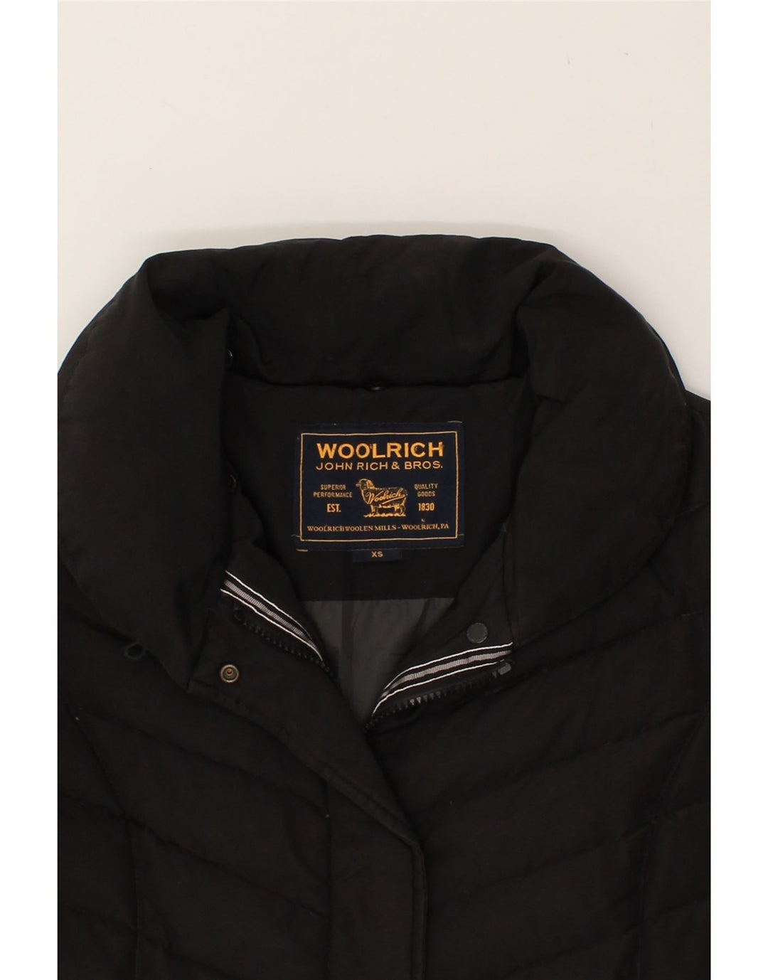 WOOLRICH Womens Padded Coat UK 6 XS Black Cotton Vintage Woolrich and Second-Hand Woolrich from Messina Hembry 