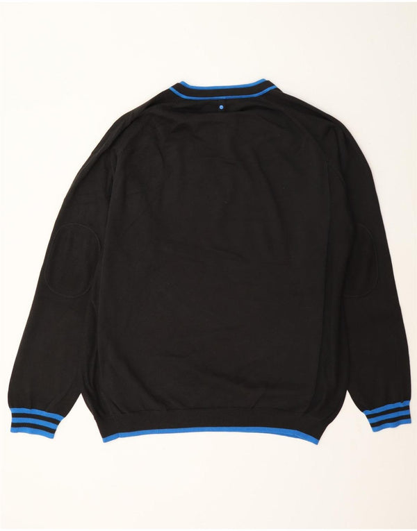 Pulover pentru bărbați Adidas cu decolteu în V XL, bumbac cu dungi negre