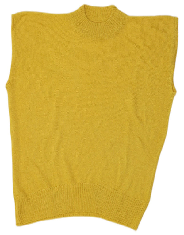 Vintage Womens Vest Tank Top UK 16 Large Yellow