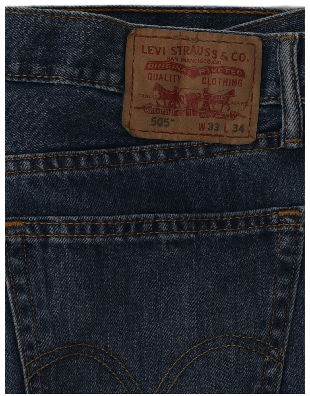 Blugi drepti pentru bărbați LEVI'S 505 W33 L34 Bumbac albastru
