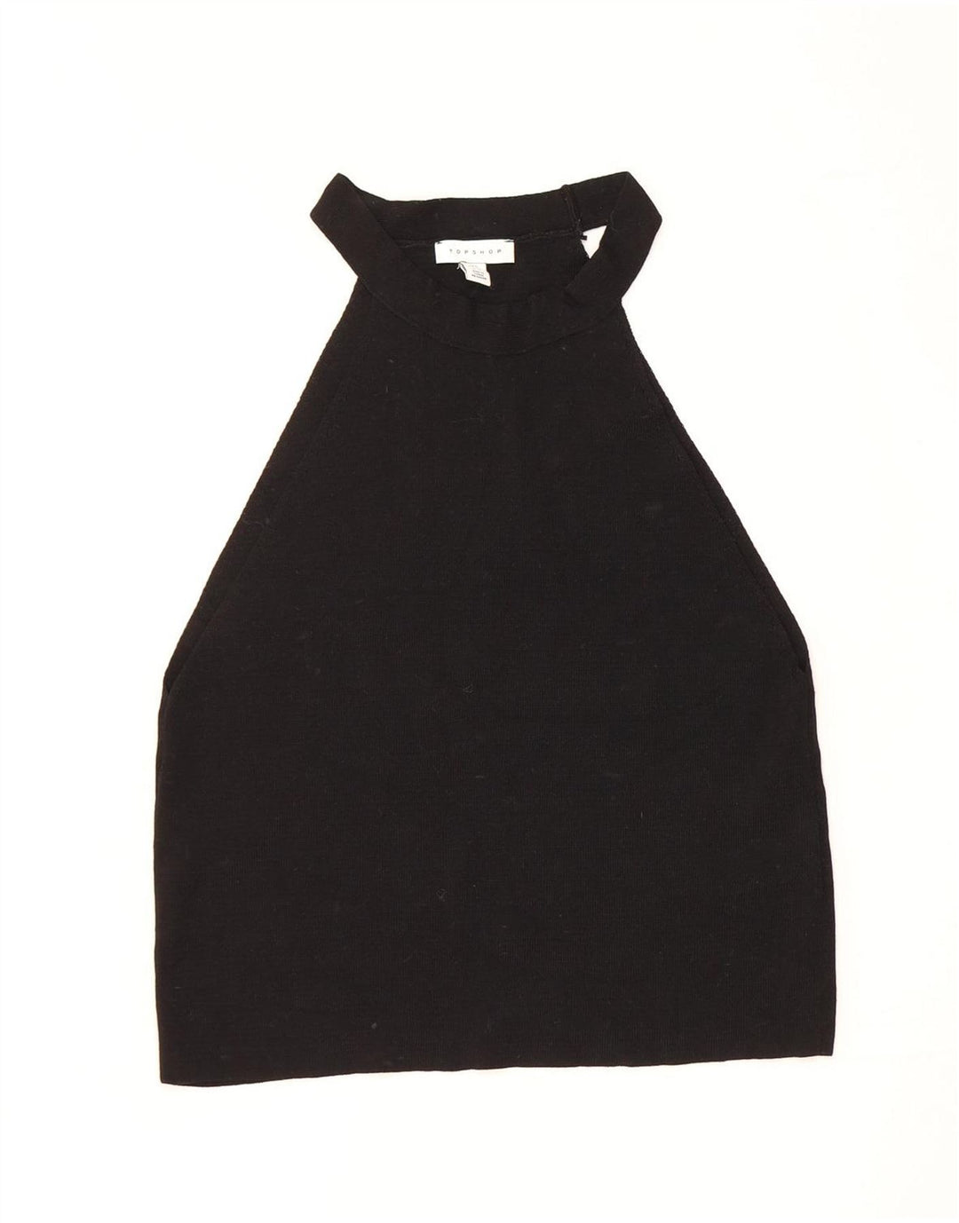 Topshop pentru femei Halter Crop Top UK 14 Large Black Viscose
