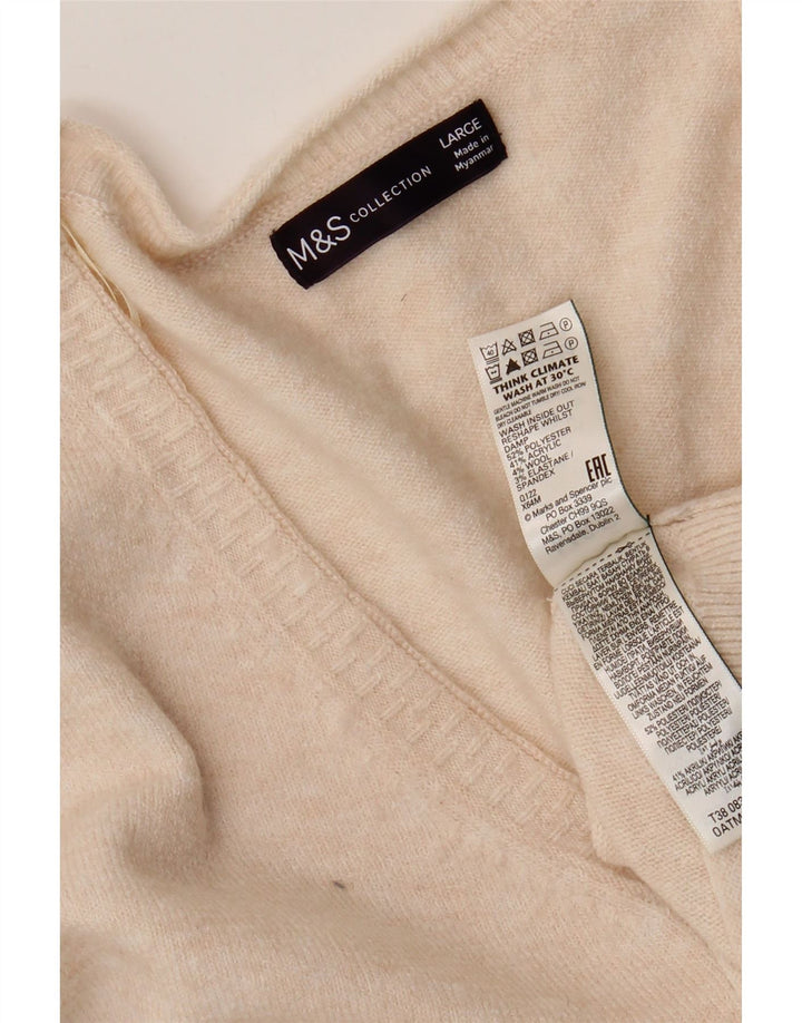 Marks & Spencer Pulover supradimensionat pentru femei cu decolteu în V UK 16 Large Bej