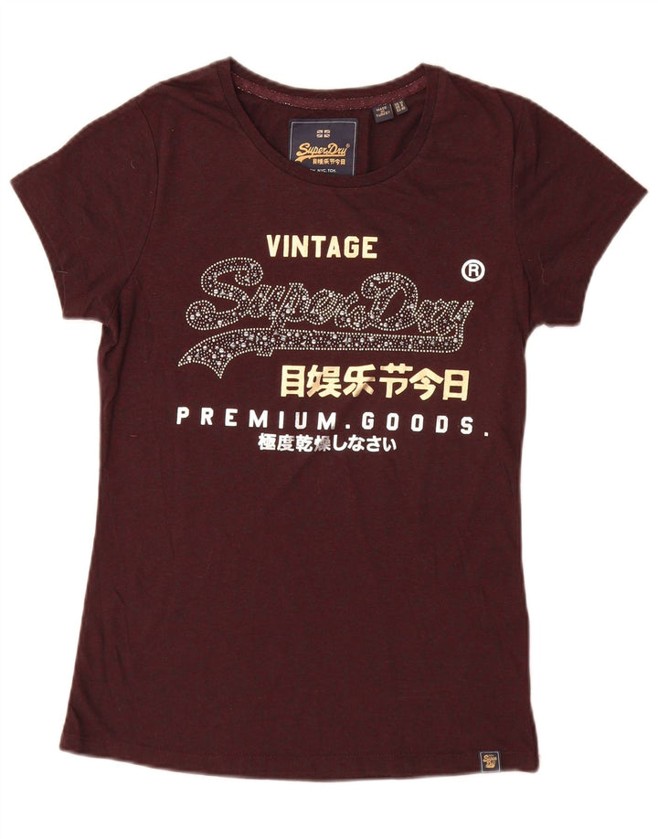 Tricou grafic Superdry pentru femei Top UK 12 Medium Maroon Poliester