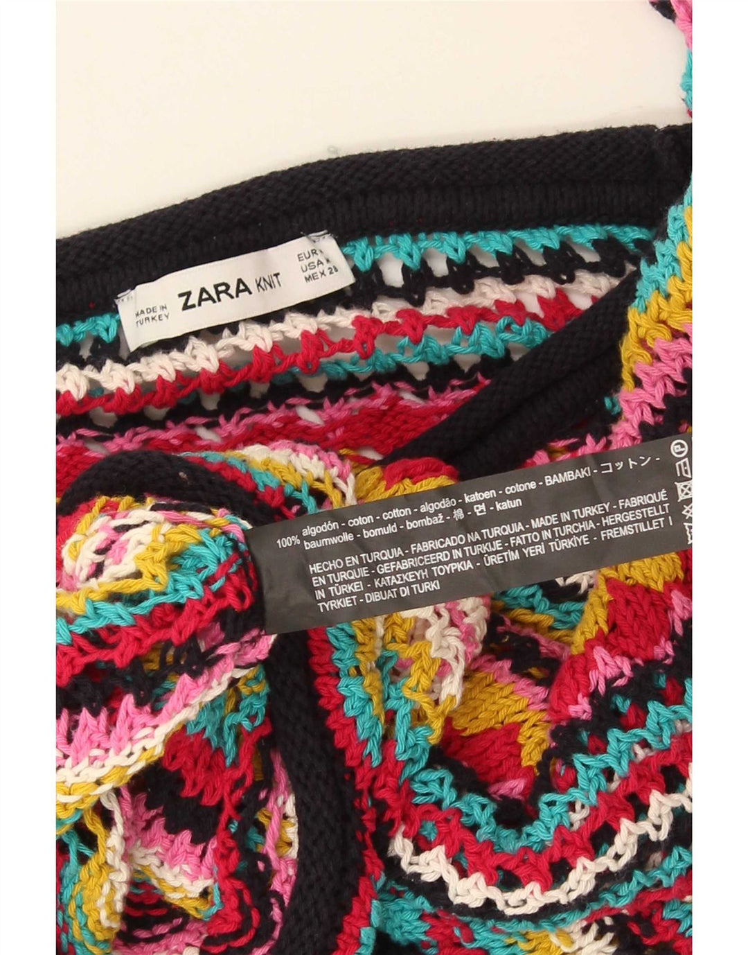 Pulover pentru damă Zara, cu gât de barcă, Marea Britanie 14 Medium, cu dungi multicolore