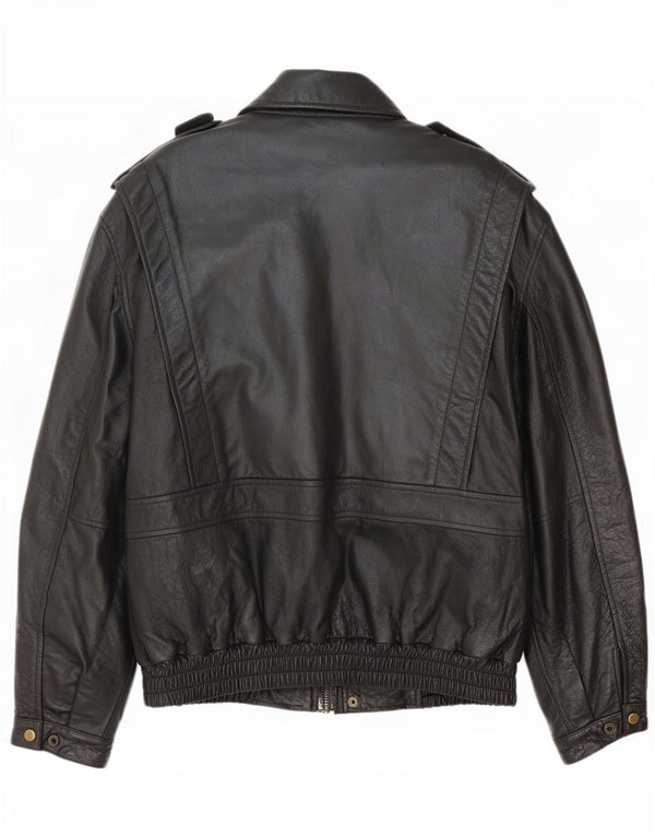 Jachetă militară din piele vintage pentru bărbați UK 42 XL negru