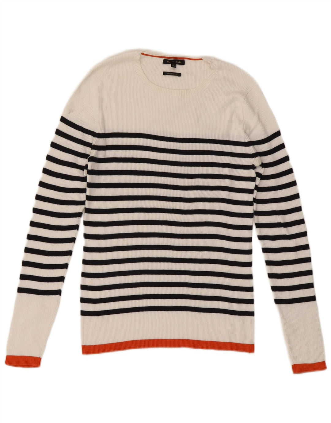 Pulover pentru femei Massimo Dutti cu gât de barcă UK 12 Medium White Dunge