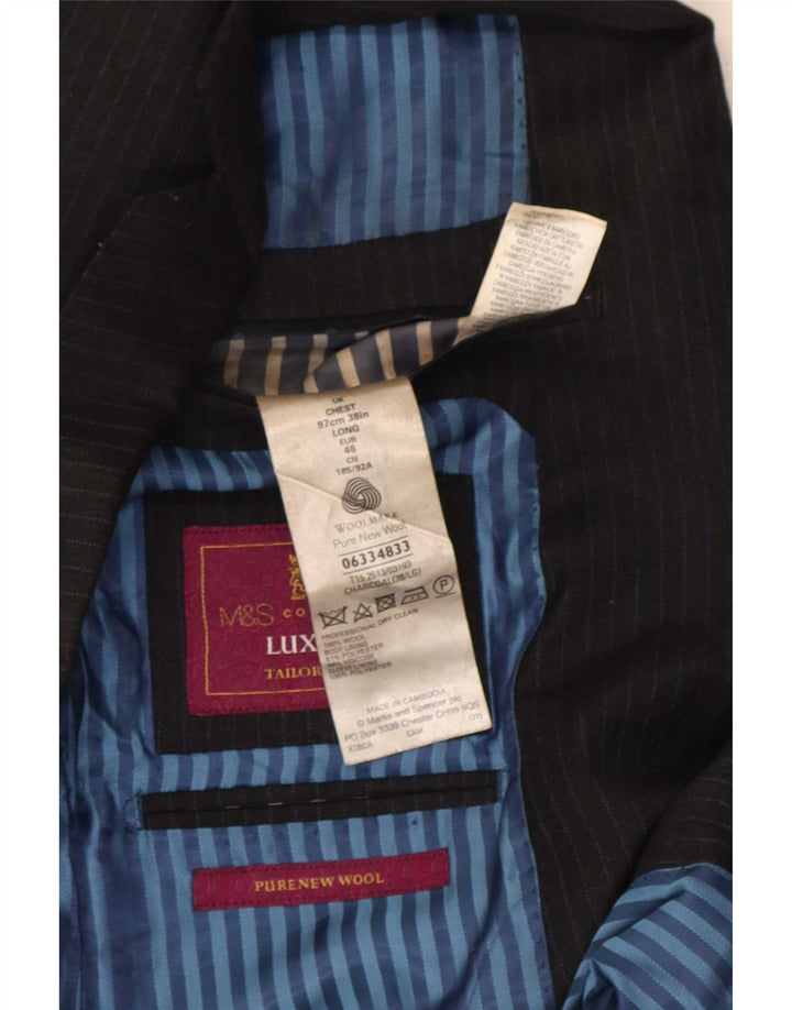 Jachetă pentru bărbați Marks & Spencer cu 2 nasturi, UK 38, gri mediu, cu dungi