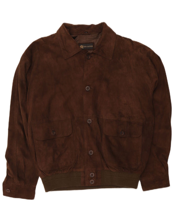 Jachetă vintage pentru bărbați din piele intoarsa IT 56 2XL din piele maro