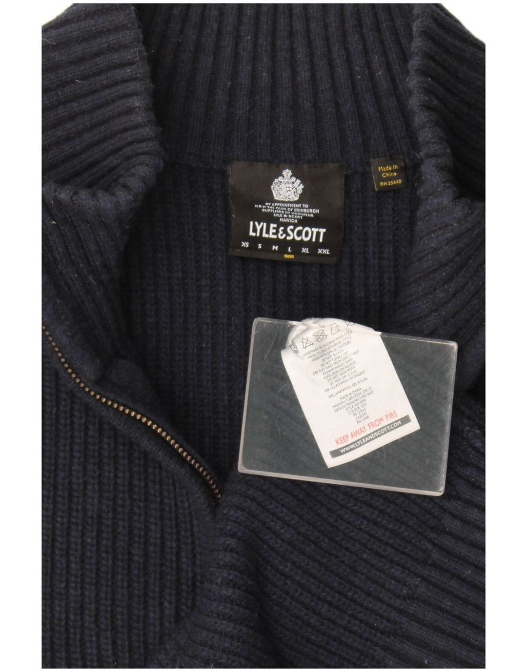 Pulover pentru bărbați Lyle & Scott, cu fermoar, cu gât, lână mare, albastru