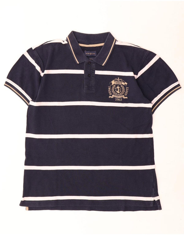 Tricou polo pentru bărbați Henri Lloyd Urban Fit XL, bumbac cu dungi bleumarin