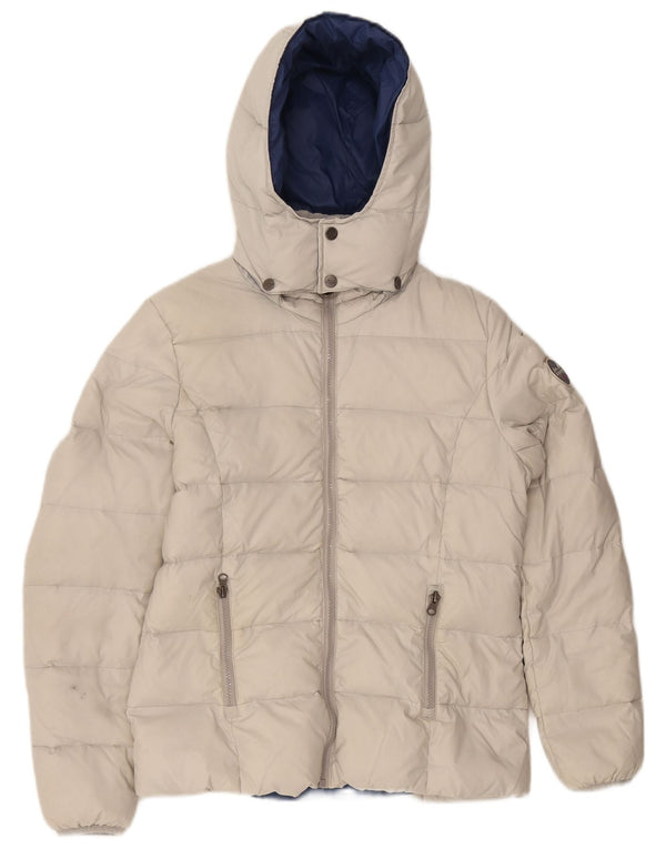 Jachetă căptușită cu glugă pentru femei Best Company UK 14 Medium White Nylon