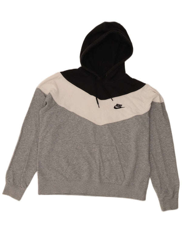 Pulover Nike pentru femei UK 14, bumbac color bloc, gri mediu