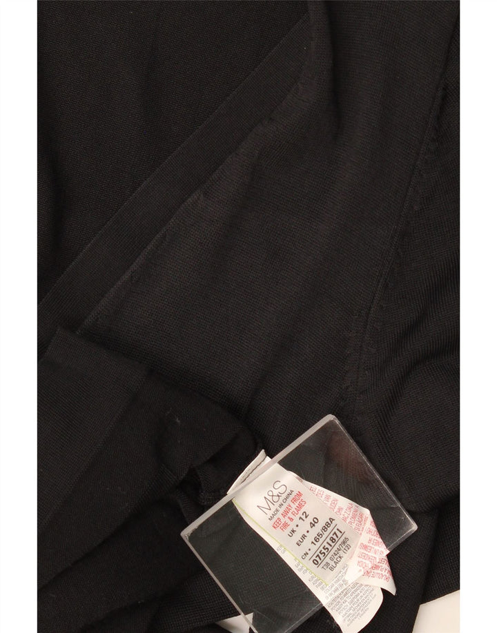 Marks & Spencer Pulover Cardigan cu fermoar complet pentru femei UK 12 Medium Black Viscose