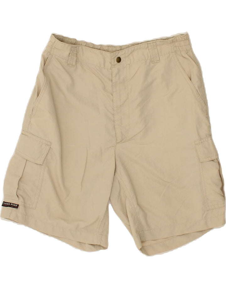 THINK PINK Womens Cargo Shorts IT 48 XL W36 Beige Nylon Vintage Think Pink and Second-Hand Think Pink from Messina Hembry 
