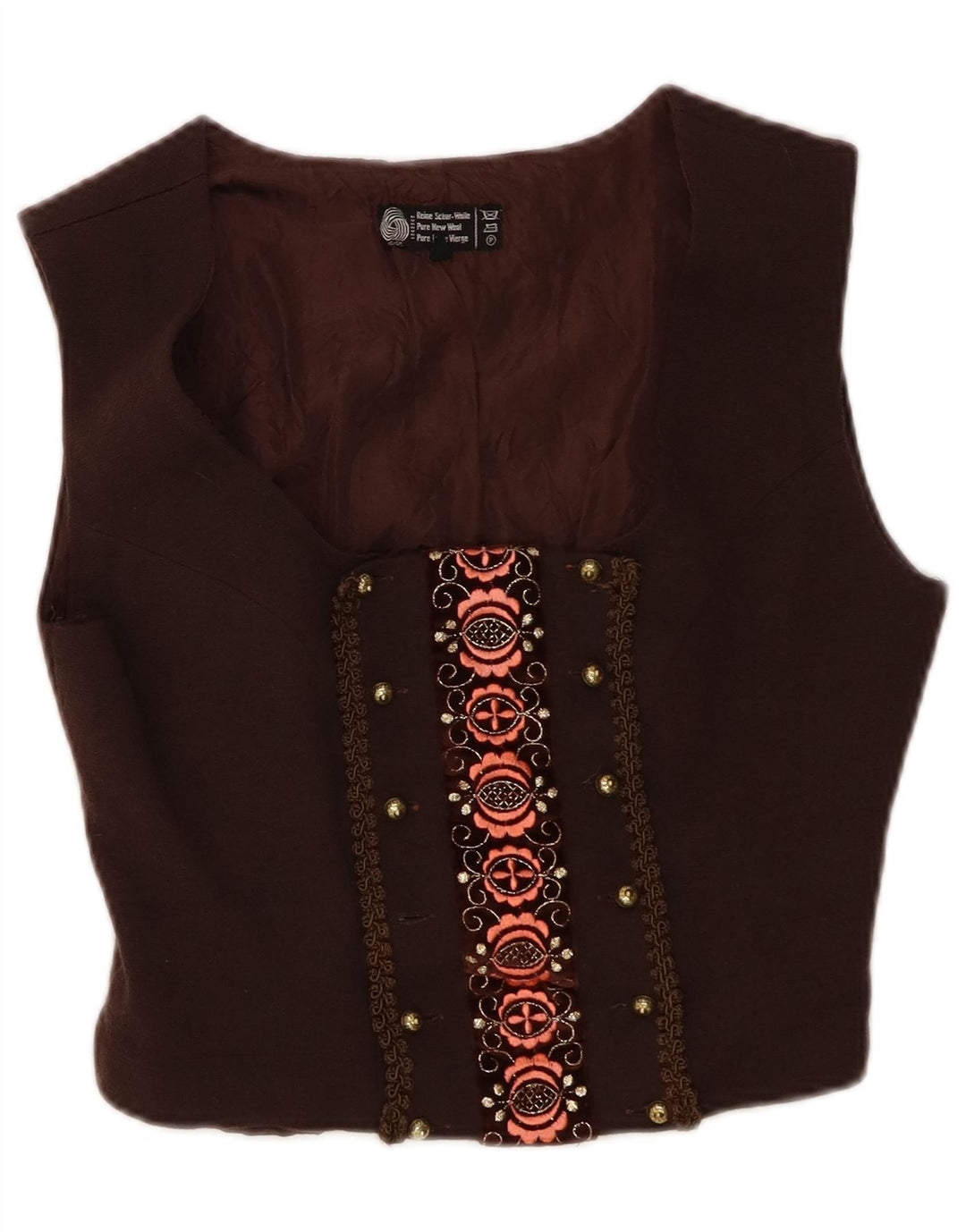 Vestă Vintage pentru Damă IT 44 Maro Mediu Floral Lână Nouă
