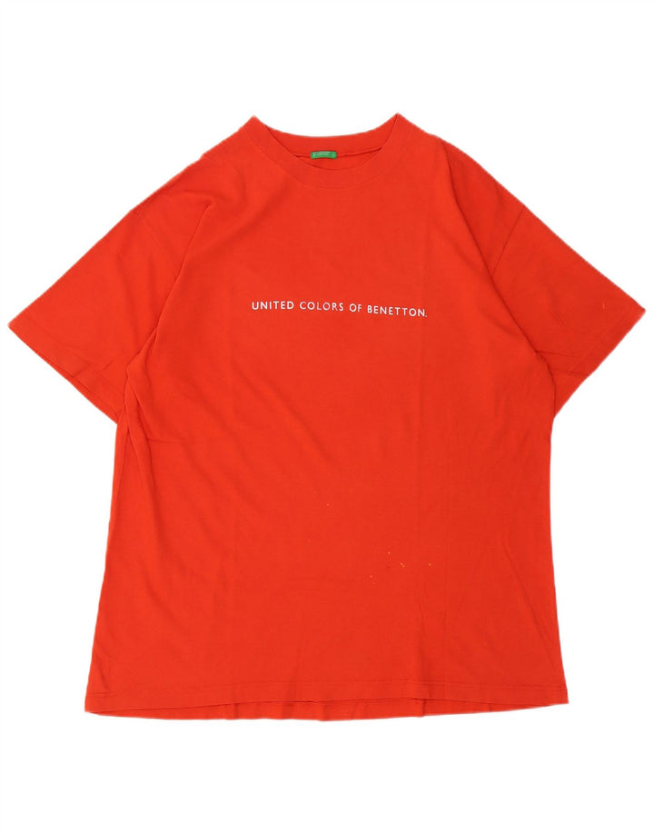 Tricou grafic Benetton pentru bărbați Top mare portocaliu