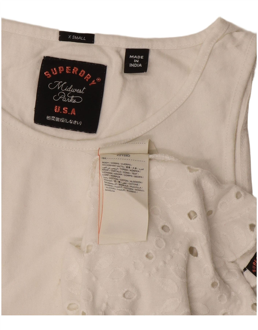 Tricou Superdry Femei Regular Fit Top UK 6 XS Bumbac alb