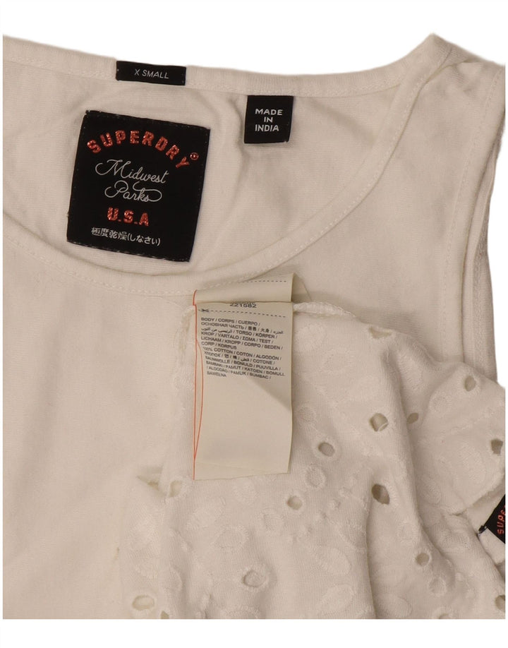 Tricou Superdry Femei Regular Fit Top UK 6 XS Bumbac alb
