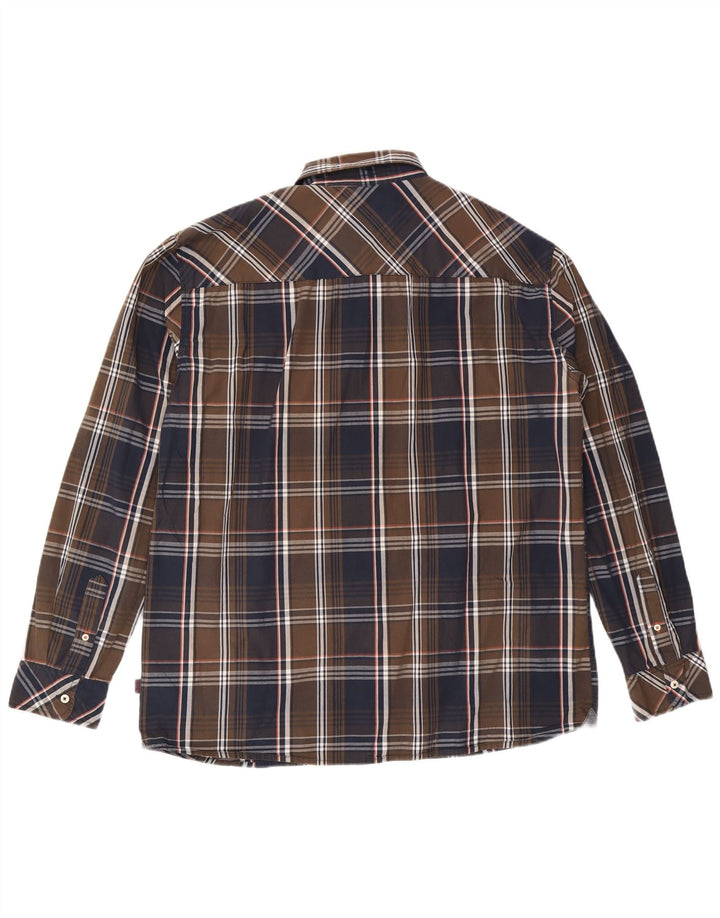 Cămașă pentru bărbați Mustang slim fit 2XL, bumbac cu carouri maro