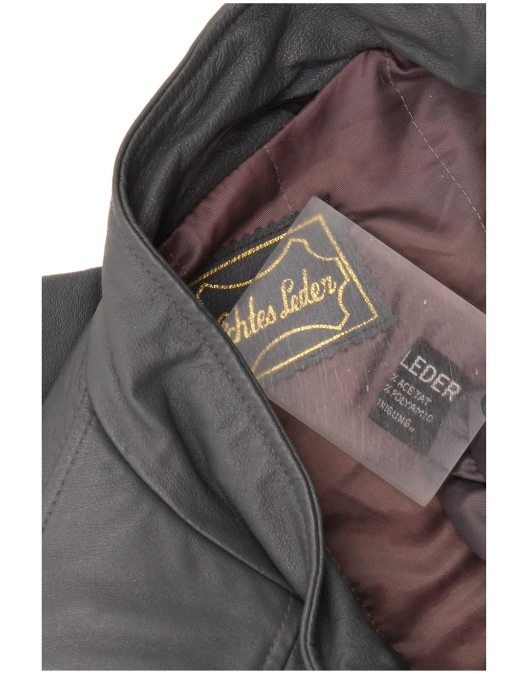 Palton supradimensionat din piele vintage pentru femei UK 18 XL din piele gri