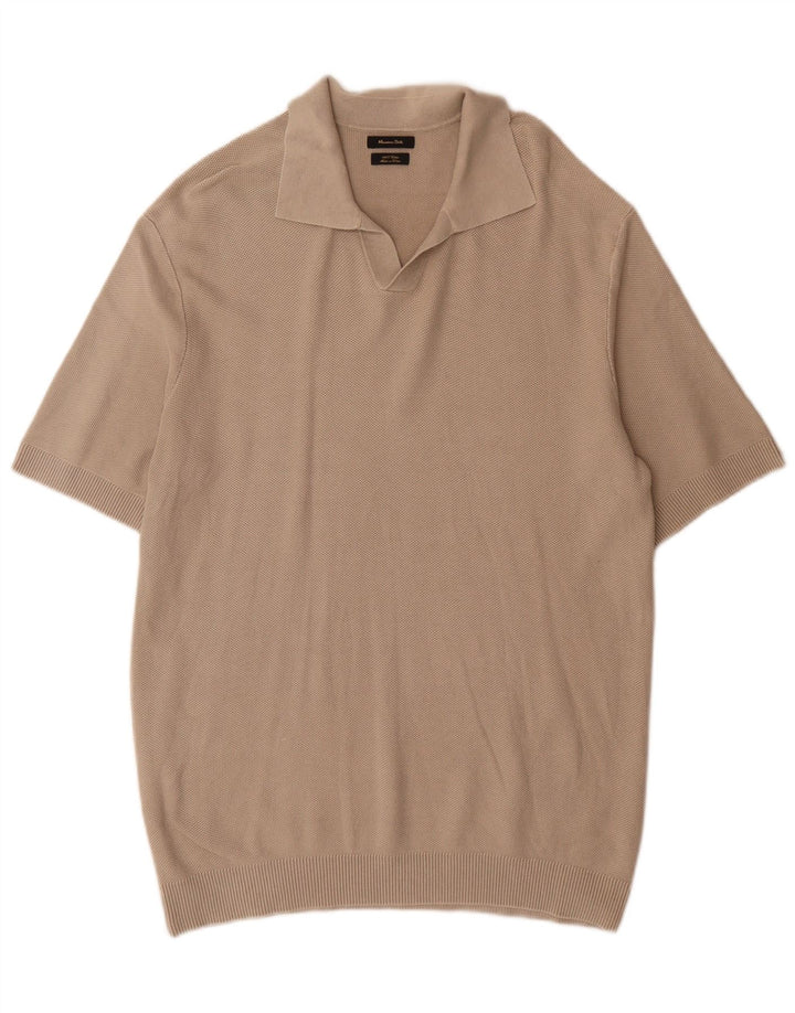 Tricou polo Massimo Dutti pentru bărbați, bumbac gri mare