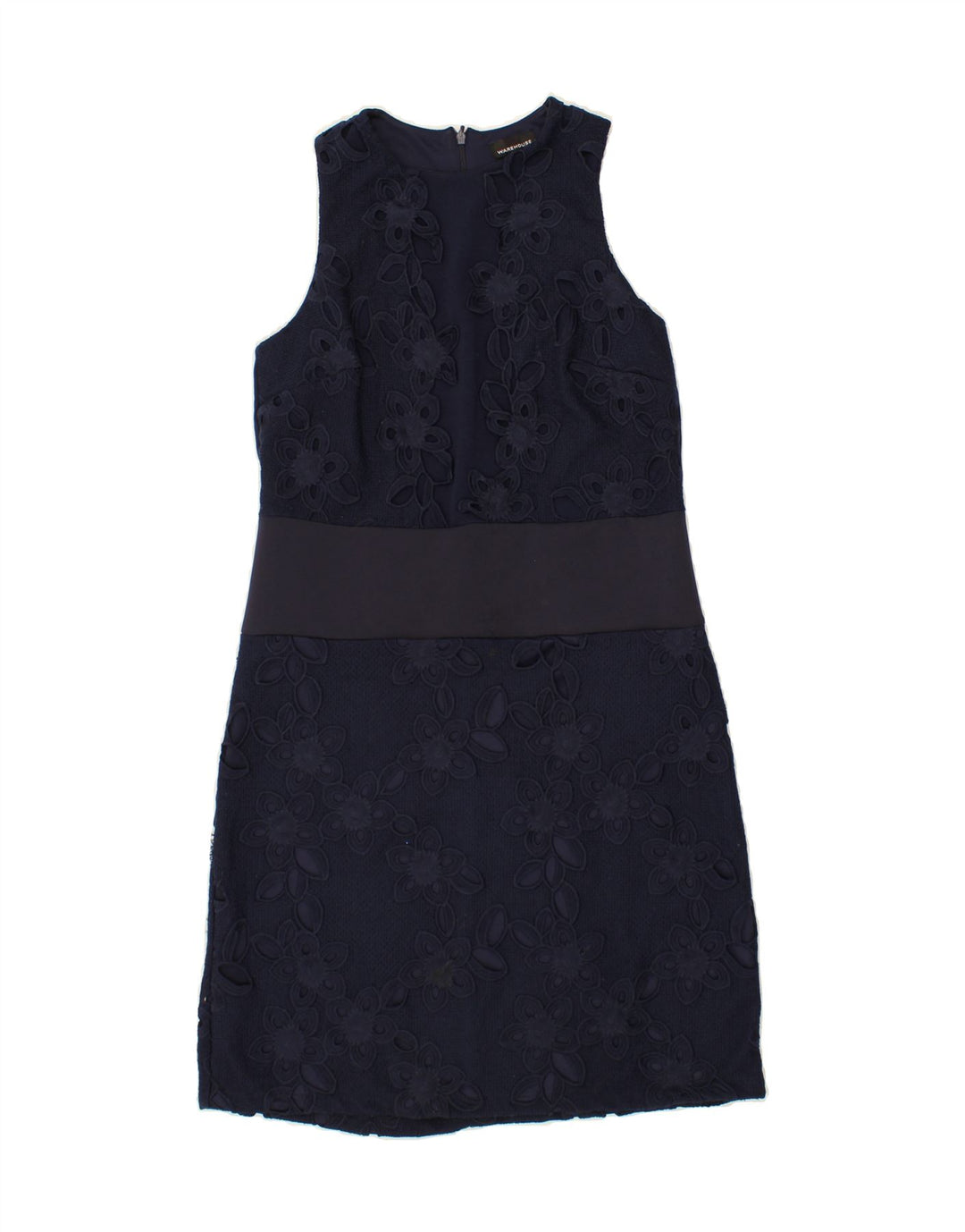 WAREHOUSE Womens Sleeveless Basic Dress UK 10 Small Navy Blue Floral Vintage Warehouse and Second-Hand Warehouse from Messina Hembry 