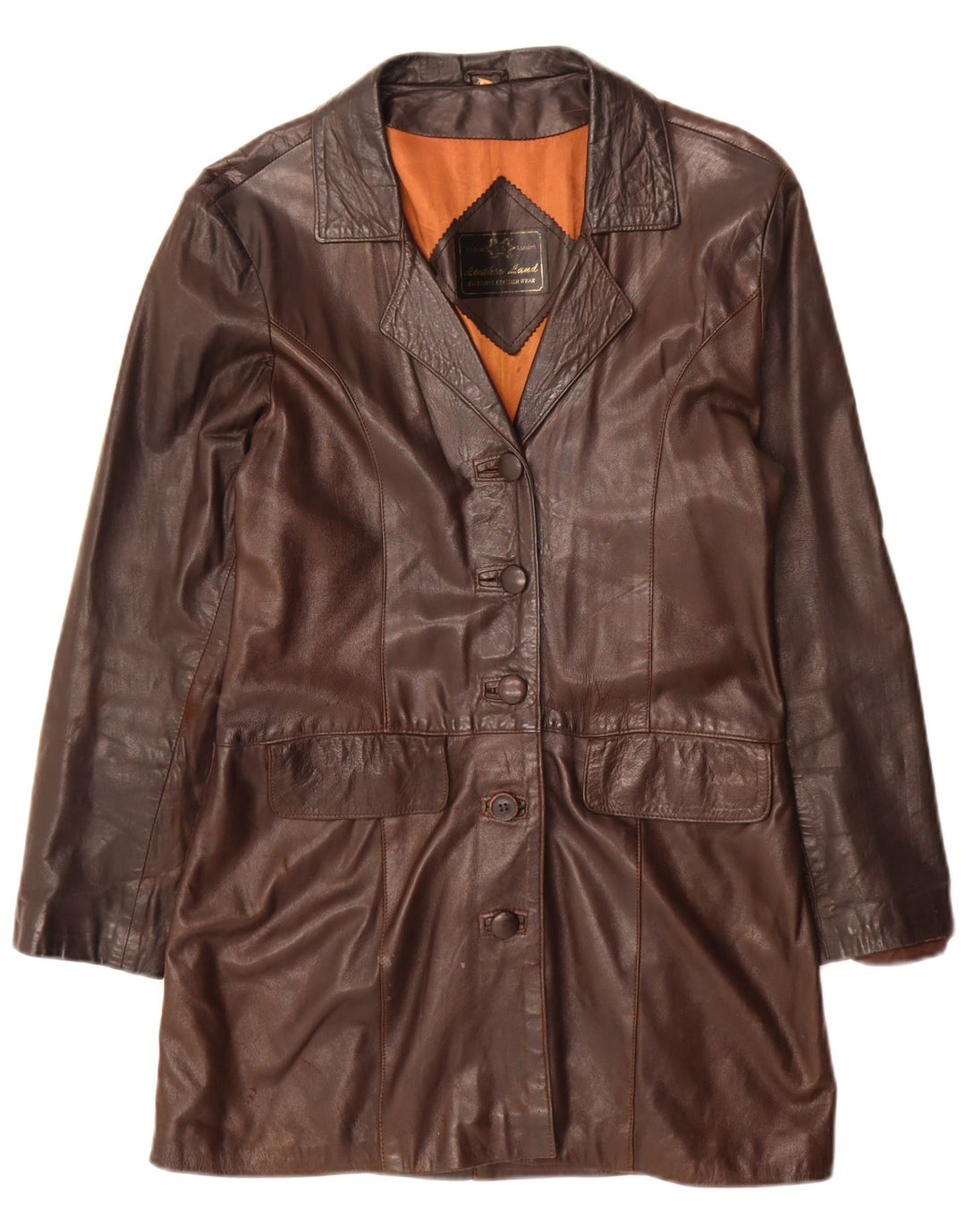 Palton de piele vintage pentru femei UK 14 mare maro