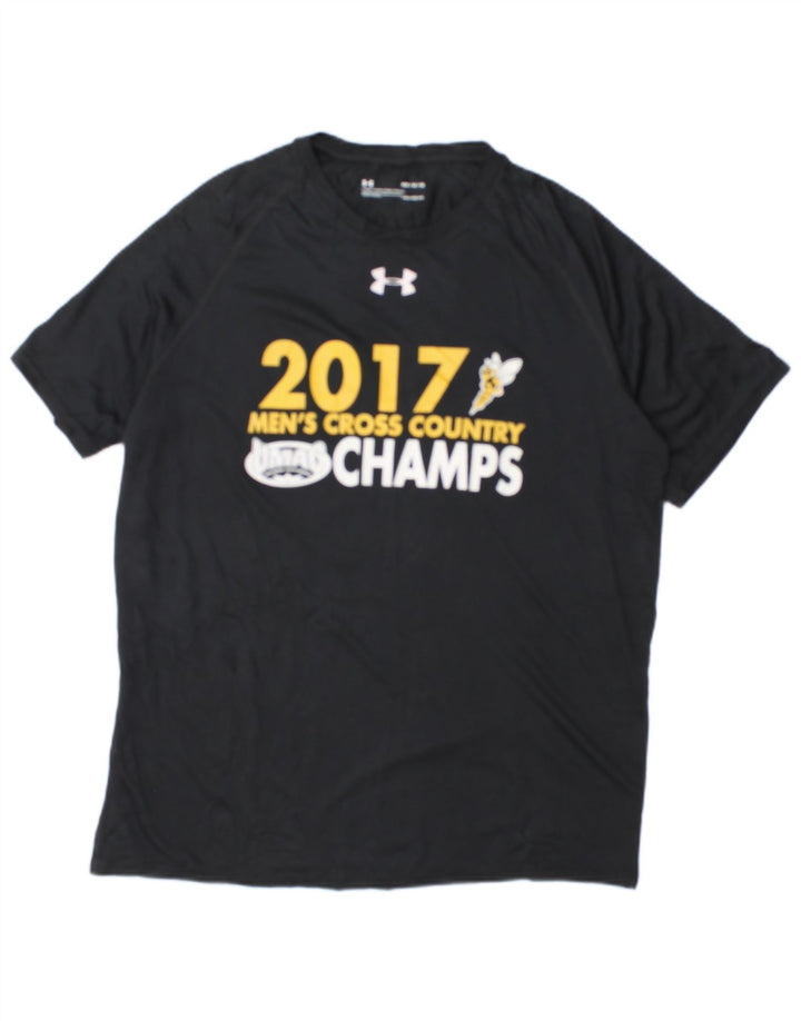 Tricou grafic Under Armour pentru bărbați Heat Gear Top Mediu Negru