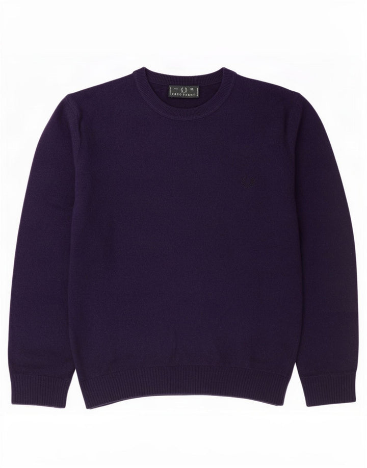 Pulover pentru bărbați Fred Perry, cu gât crew, XL, mov, lână