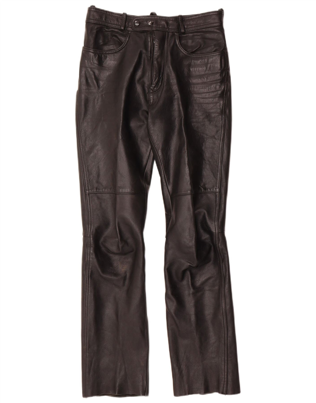 Pantaloni vintage din piele bootcut pentru femei W28 L30 din piele neagră