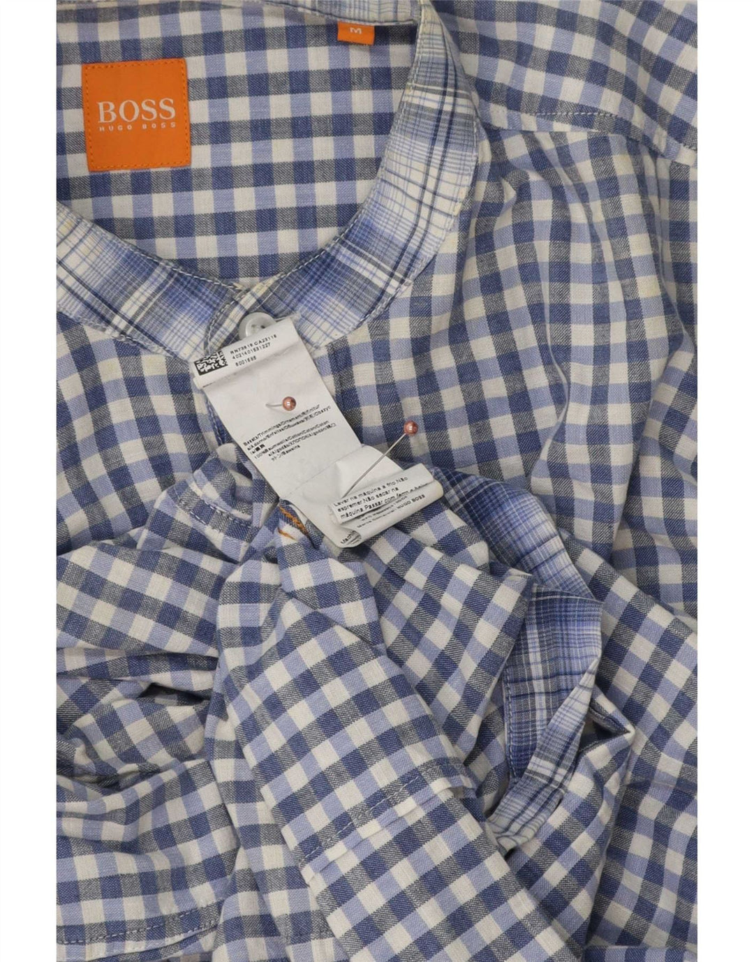 Cămașă pentru bărbați Hugo Boss, din bumbac vichy albastru mediu
