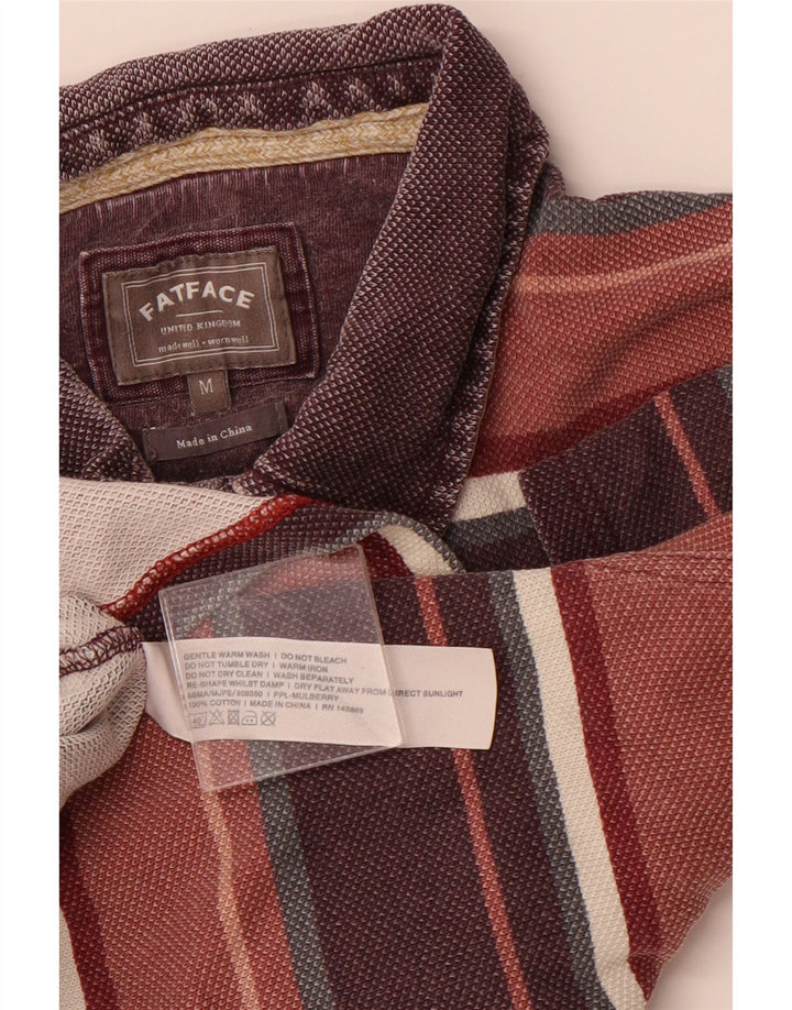 FAT FACE Tricou polo pentru bărbați, bumbac cu dungi Burgundy mediu