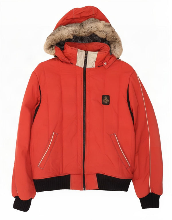 Jachetă de ploaie cu glugă pentru bărbați Refrigiwear UK 42 XL Poliamidă color bloc roșu