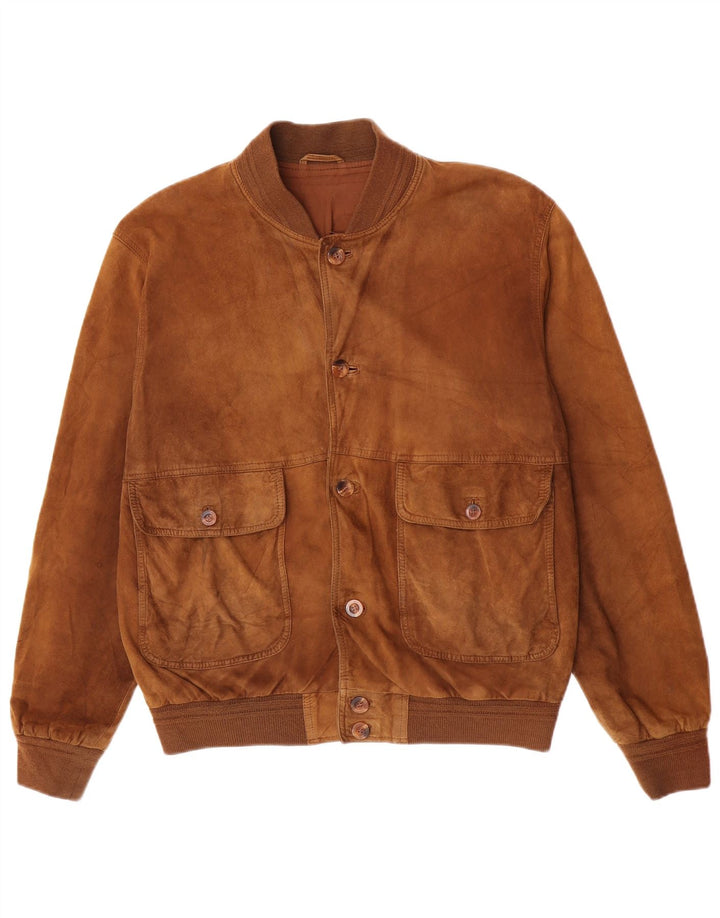 Jachetă Bomber Vintage pentru bărbați din piele intoarsa IT 52 XL din piele maro