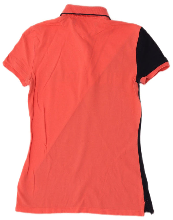Tricou polo cu grafic pentru femei Tommy Hilfiger UK 6 XS bumbac color bloc de culoare roz