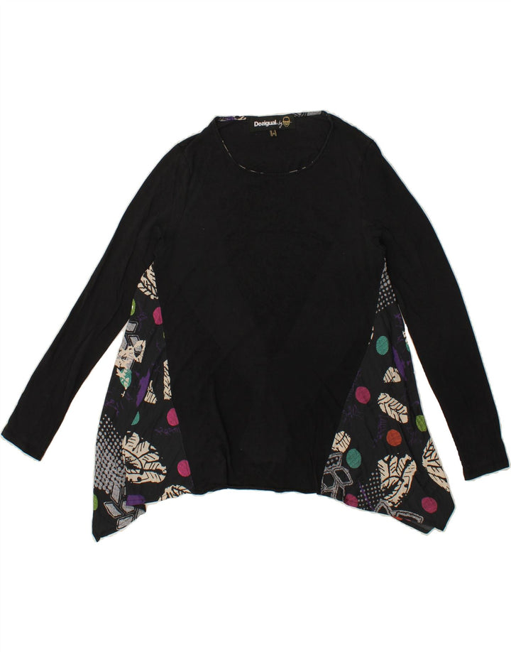 DESIGUAL Womens Abstract Pattern Tunic Top UK 10 Small Black Vintage Desigual and Second-Hand Desigual from Messina Hembry 
