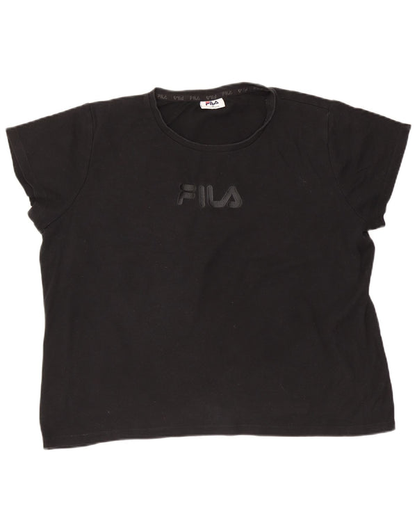 Tricou cu grafic supradimensionat pentru femei Fila, UK 18 XL, bumbac negru