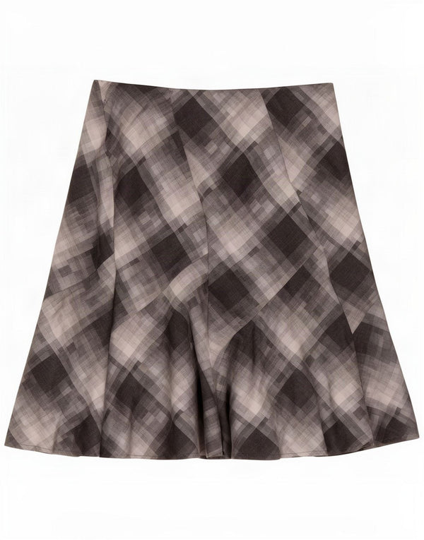 Fusta midi pentru femei Marks & Spencer Marea Britanie 20 2XL W38 Gri din poliester în carouri