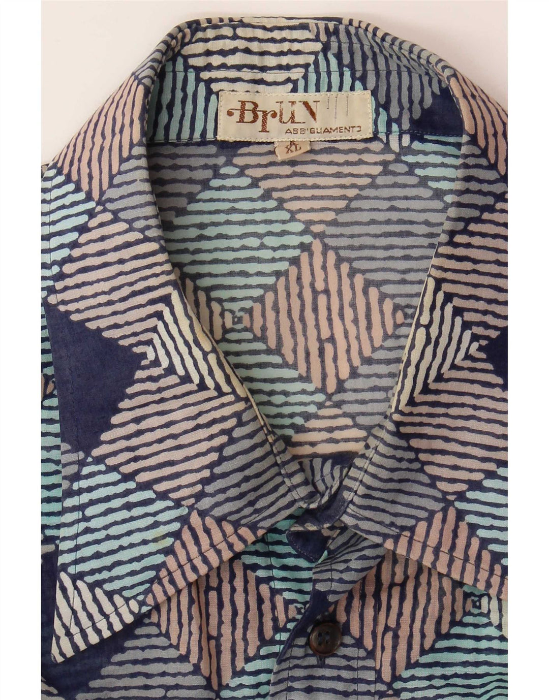 Cămașă Vintage pentru bărbați cu mânecă scurtă XL multicoloră geometrică