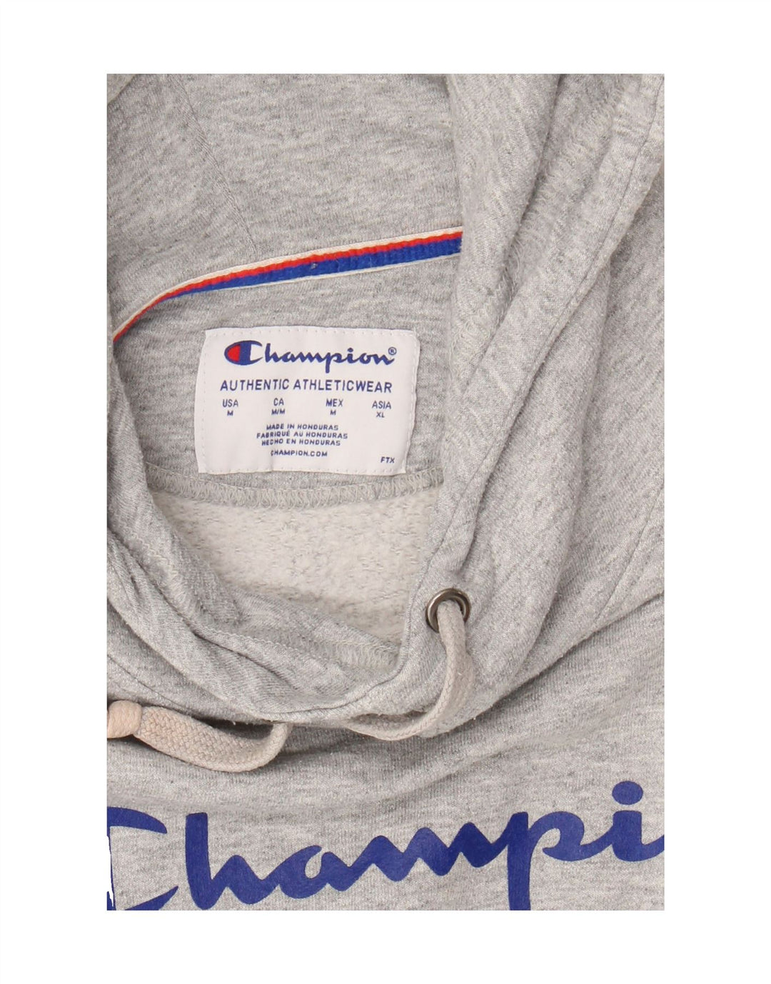 CHAMPION Womens Graphic Hoodie Jumper UK 14 Medium Grey Polyester Vintage Champion and Second-Hand Champion from Messina Hembry 