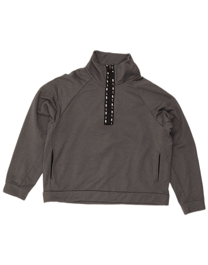 NIKE Womens Oversized Zip Neck Sweatshirt Jumper UK 14 Medium Grey