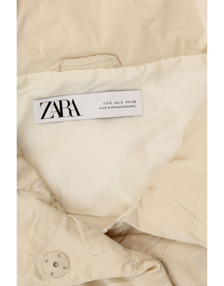 Gilet căptușit cu paragate supradimensionat pentru femei Zara UK 10, mic, bej, poliester