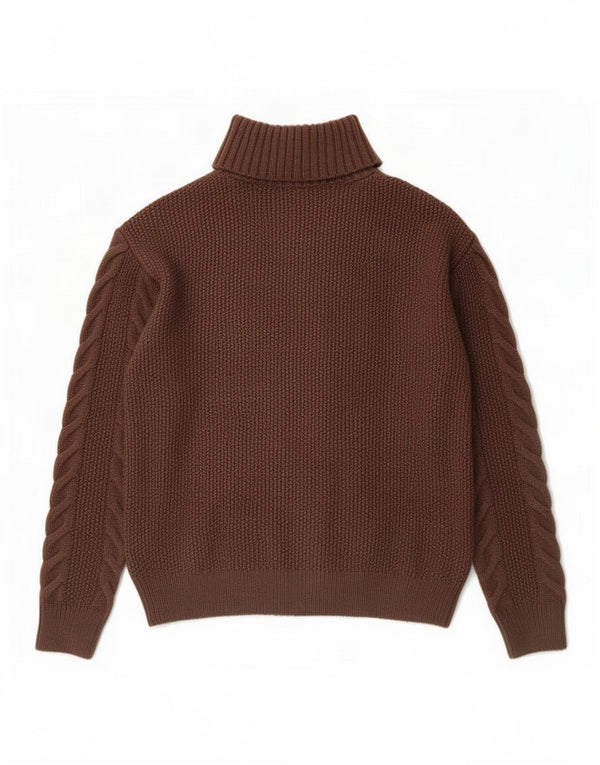 Pulover pentru femei Marks & Spencer cu gât rulat, UK 10, mic maro, acrilic