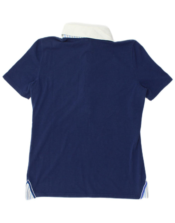 Cămașă polo Paul & Shark pentru femei UK 12 Medium bleumarin din bumbac color bloc