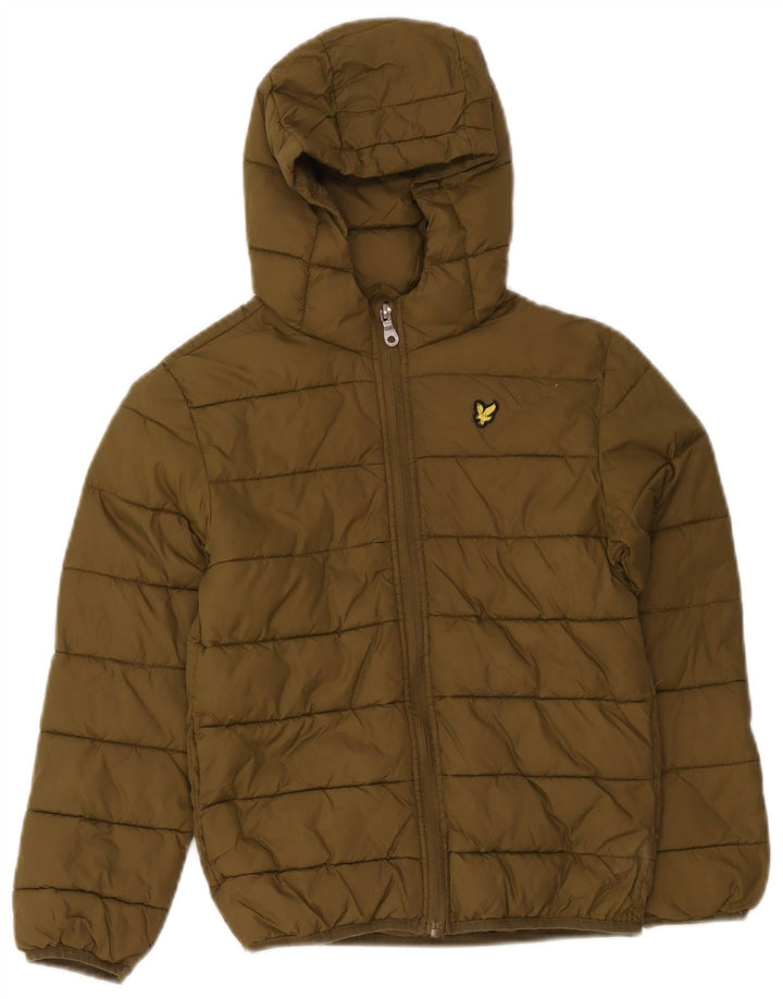 Jachetă căptușită cu glugă Lyle & Scott pentru băieți 7-8 ani Kaki Poliamidă