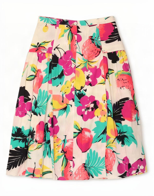 POP 84 Fusta plisată pentru femei IT 44 Medium W30 Bumbac floral alb